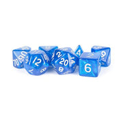 Fanroll - 16mm Acrylic Polyhedral Dice Set: Stardust Blue w/ Silver Numbers