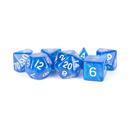 Fanroll - 16mm Acrylic Polyhedral Dice Set: Stardust Blue w/ Silver Numbers