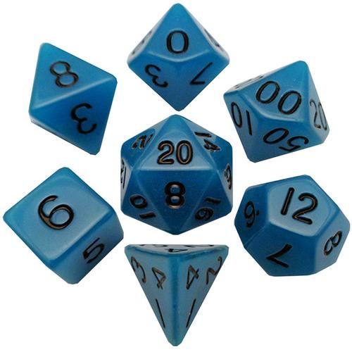 Fanroll - 16mm Acrylic Polyhedral Dice Set: Glow Blue