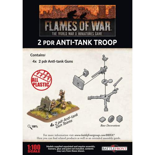 Flames of War: British - 2pdr Antitank Platoon (x4 guns, Plastic)