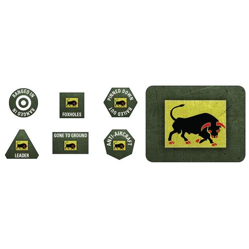 Flames of War: 11th Armoured Division Tokens (x20) & Objectives (x2)