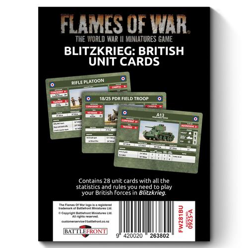 Blitzkrieg British Unit Cards (x28 cards) - Limited Edition