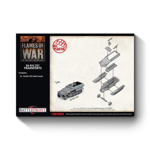 Flames of War: German - Sd Kfz 251 half-track Transport Platoon (x5 Plastic)