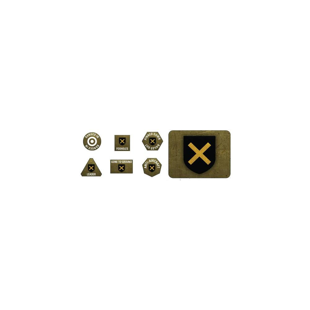 Flames of War: 5. Panzerdivision Tokens (x20) & Objectives (x2)