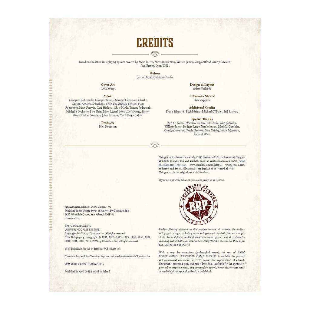 Basic Roleplaying: Universal Game Engine - Leatherette