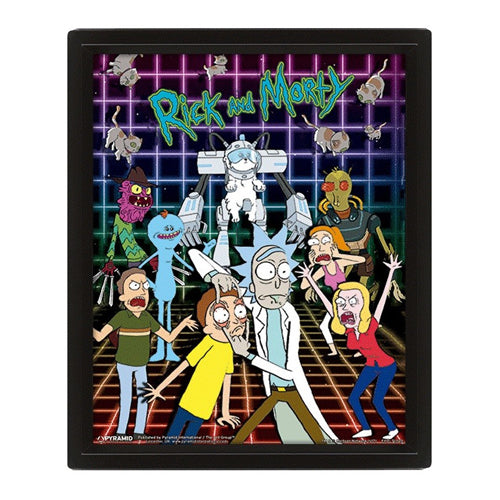 Rick And Morty: Characters Grid Framed 3D Poster