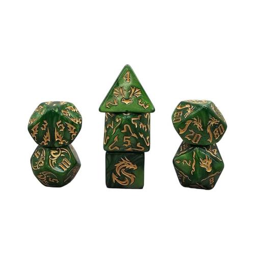 Dice Set Multicolor: Dragon (Green/Gold)