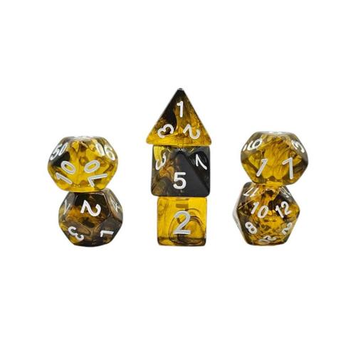 Dice Set Transparent: Bumblebee