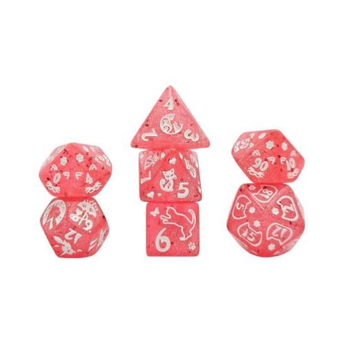 Dice Set Multicolor: Cat Galaxy Pink