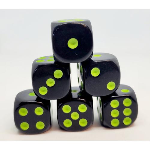 Dice Set D6: Opaque/Neon Green (12)