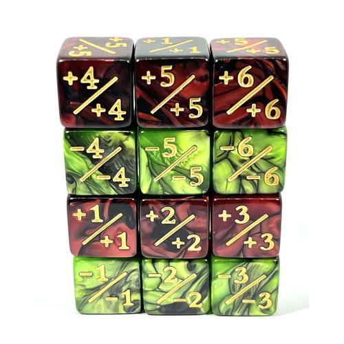 Dice Set 2-Toned D6: Counter Dice +/-, 6 Red + 6 Green