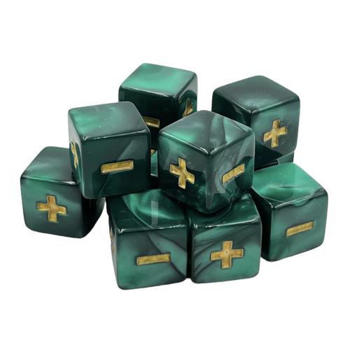 Dice Set: Fate/Fudge Marble Darkgreen (12)