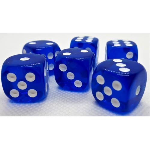 Dice Set D6 Transparent: Dark Blue (12)