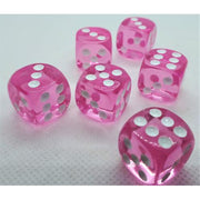 Dice Set D6 Transparent: Pink (12)