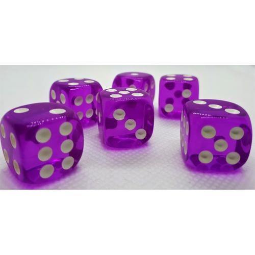 Dice Set D6 Transparent: Purple (12)