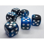 Dice Set D6 Two Toned: Blue/Black+White (12)