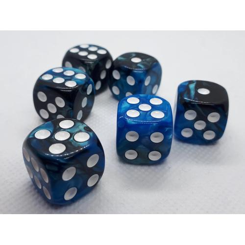 Dice Set D6 Two Toned: Blue/Black+White (12)