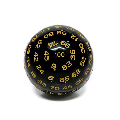 D100 Dice Black/Yellow