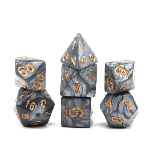 Dice Set Pearl: Grey/Gold