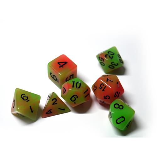 Dice Set Glow-Swirl: Apple
