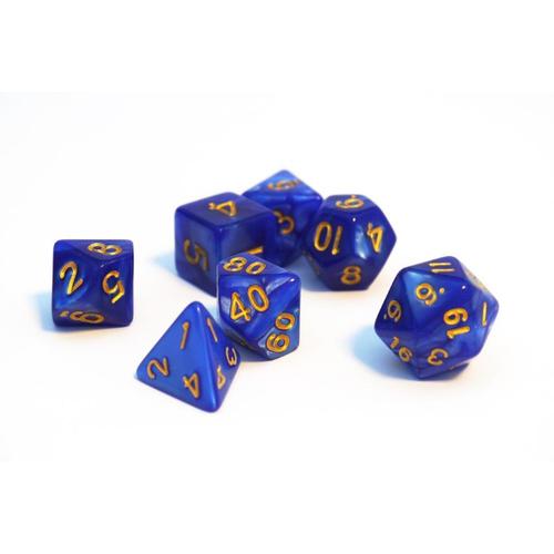 Dice Set Pearl: Ocean/Gold