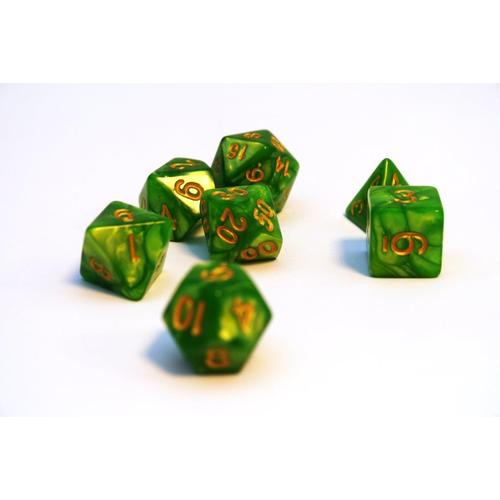Dice Set Pearl: Grass/Gold