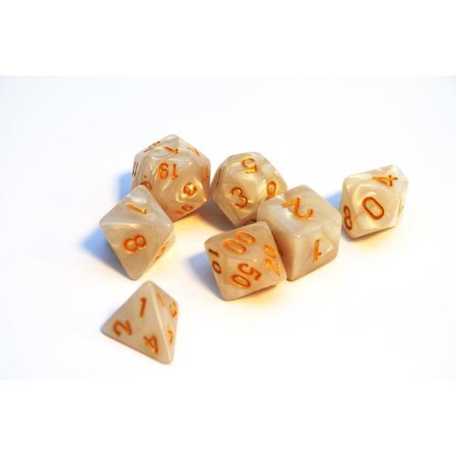 Dice Set Pearl: White/Gold
