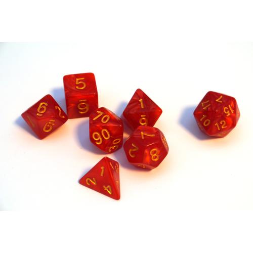 Dice Set Pearl: Red/Gold