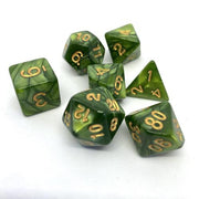 Dice Set Pearl: Mossgreen/Gold