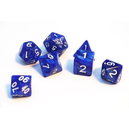 Dice Set Pearl: Blue/White