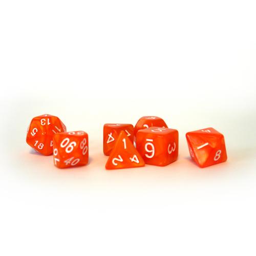 Dice Set Pearl: Orange/White