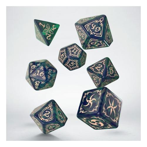 Tribal Dice Set: Blue-green & Beige