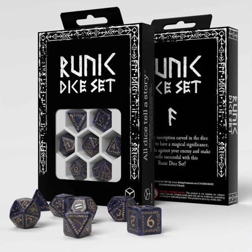 Runic Mixed-blue & gold Dice Set
