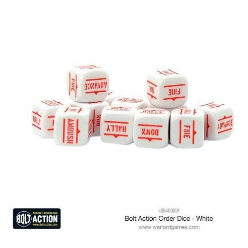 Bolt Action Orders Dice - White (12)