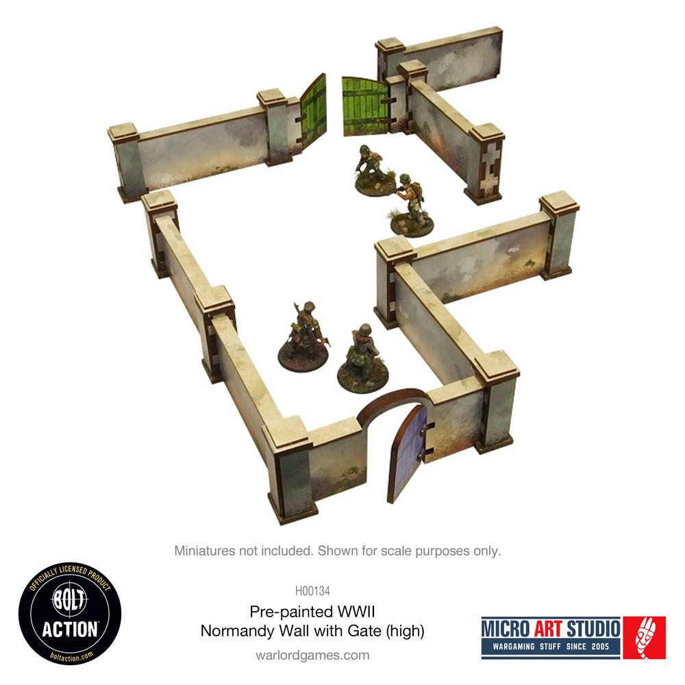 Bolt Action: WW2 Normandy Wall with Gate (high) PREPAINTED