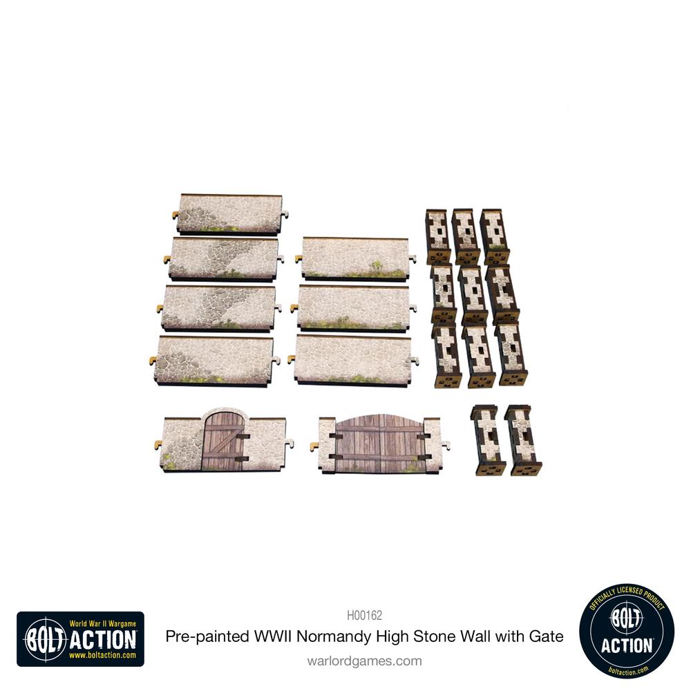 Bolt Action: Pre-painted WWII Normandy High Stone Wall with Gate_1