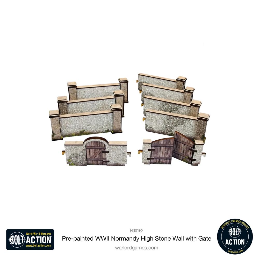 Bolt Action: Pre-painted WWII Normandy High Stone Wall with Gate_2
