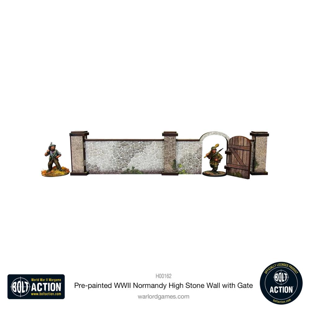 Bolt Action: Pre-painted WWII Normandy High Stone Wall with Gate_3