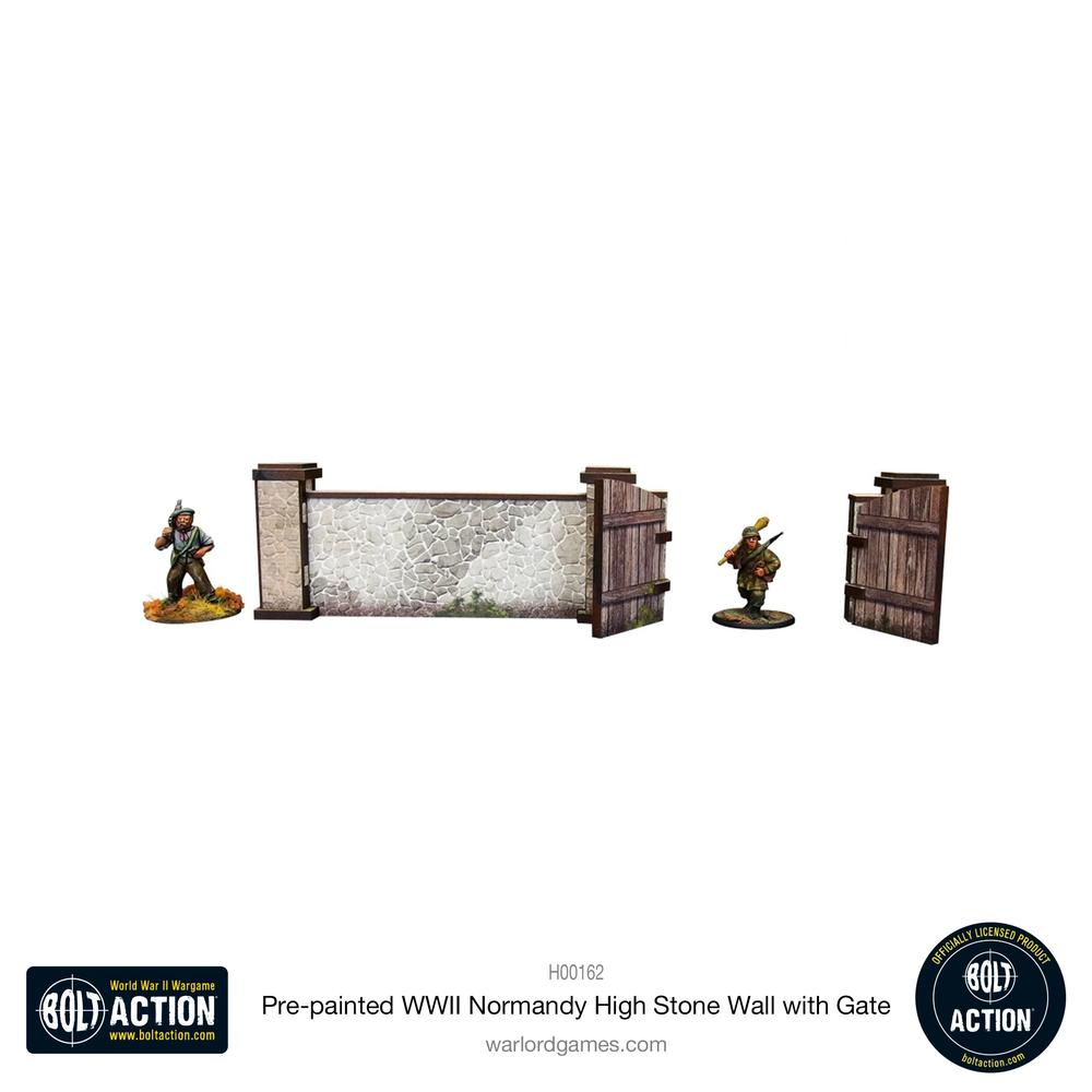 Bolt Action: Pre-painted WWII Normandy High Stone Wall with Gate_4