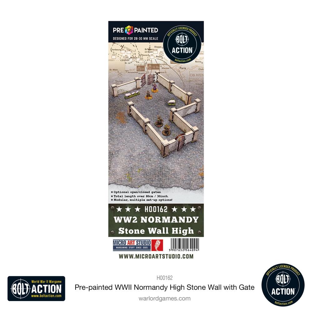 Bolt Action: Pre-painted WWII Normandy High Stone Wall with Gate_5