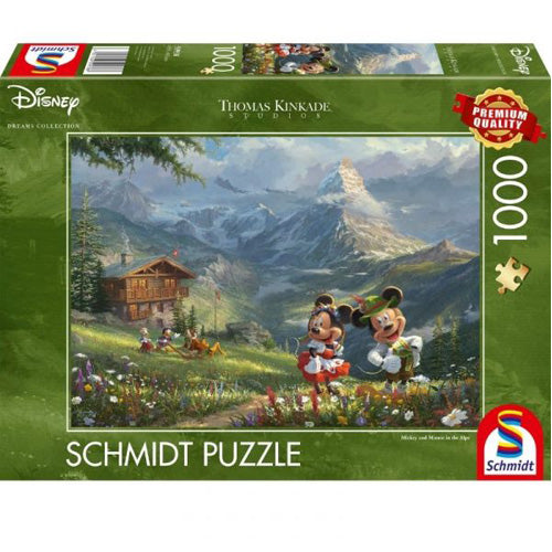 *A Grade* Thomas Kinkade: Disney Mickey & Minnie in the Alps Puzzle (1000 Pieces)